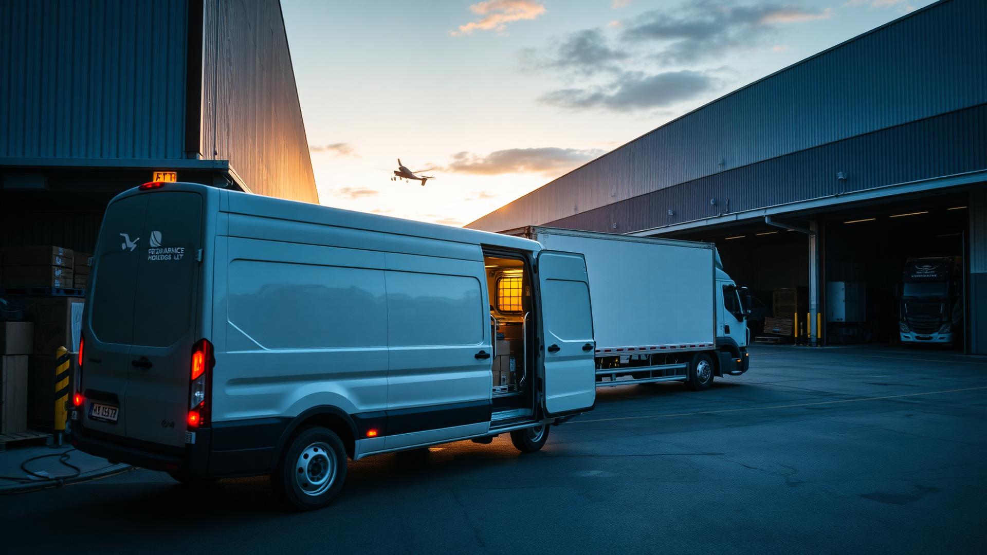 Commercial transport vehicle carrying goods